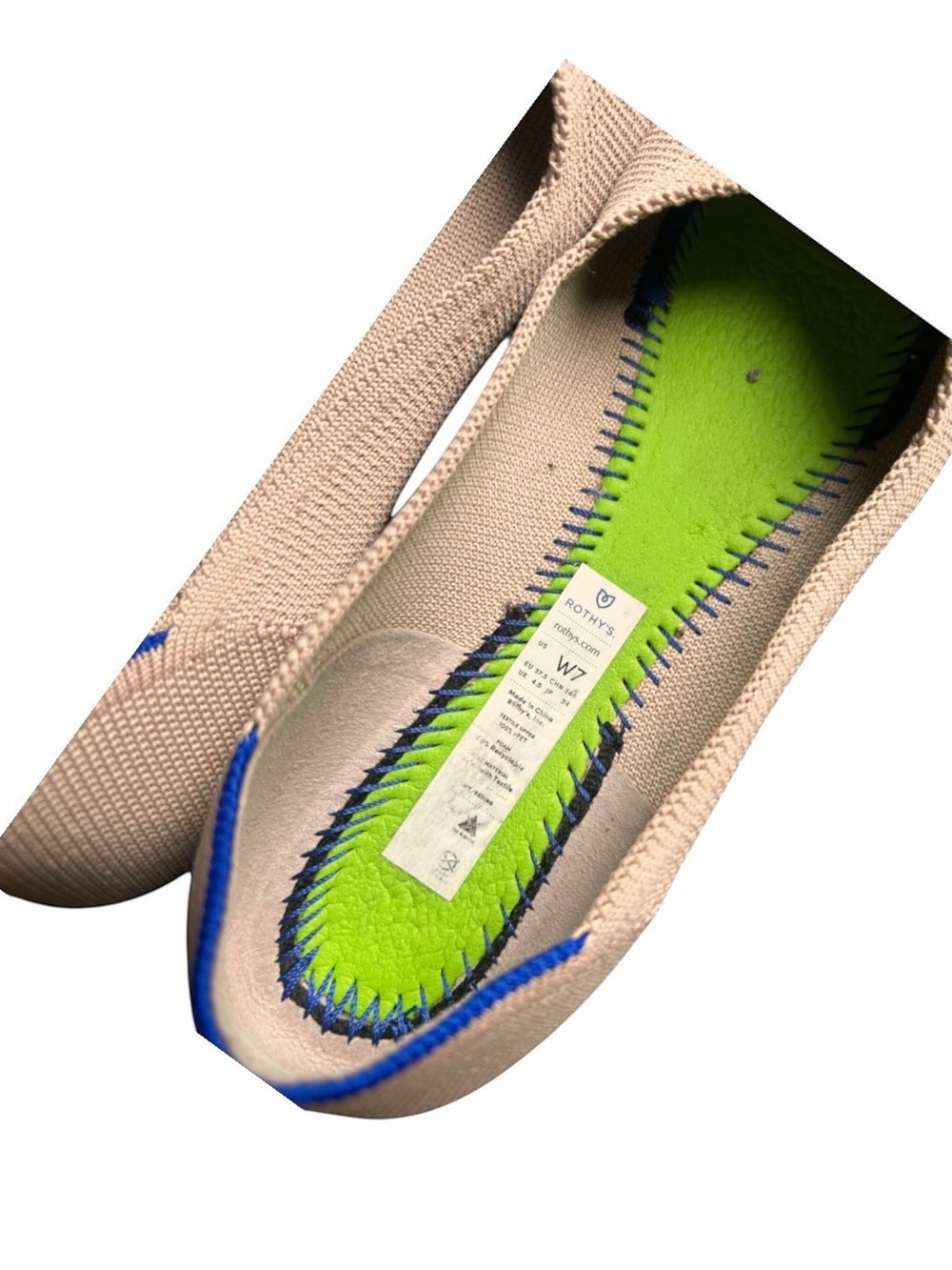 Rothy’s The Flat Ecru Khaki Beige Ballet Shoe Slip On Round Toe - Picture 4 of 6